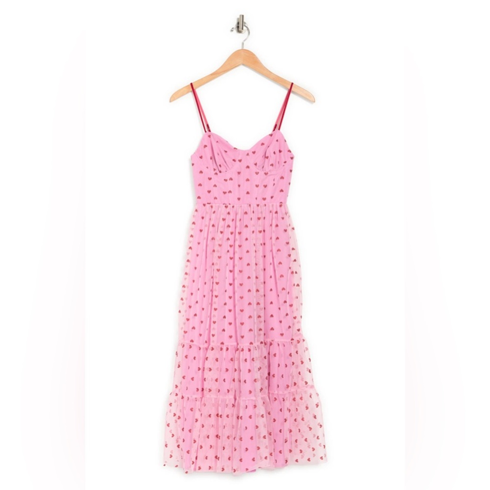 Betsy Johnson pink tulle dress w/ red sparkle hearts - NEW WITH TAGS - Picture 6 of 7